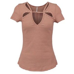 Free People Frenchie Cutout Top - 70s Vibe - Cayenne And Cream Size Small $68